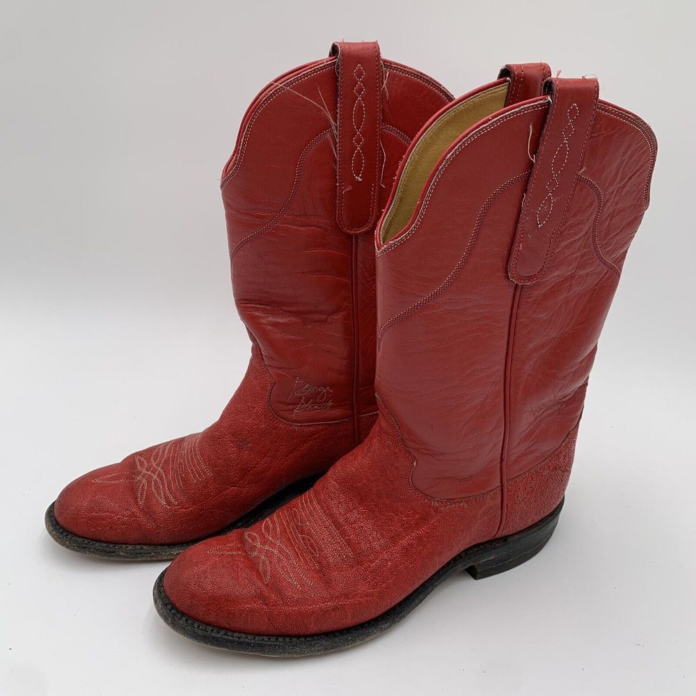 Tony Lama Red Leather Western Cowboy Boots